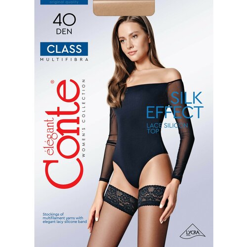 фото Чулки conte elegant class 40, 40 den, размер 1-2, коричневый