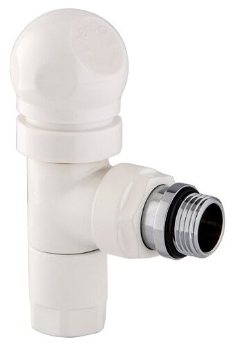 Клапан термостатический Te-sa угловой с рукояткой, без фитинга, белый (110HT-04B)