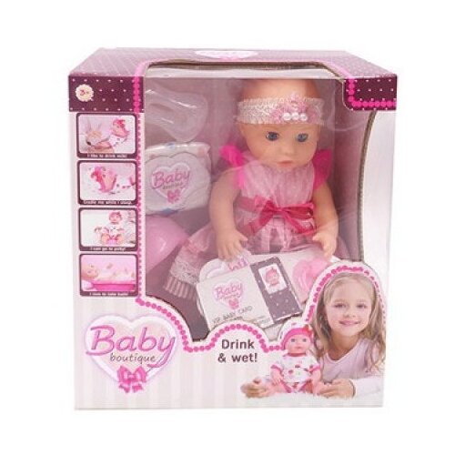 фото Кукла abtoys baby boutique пупс 30см, пьет и писает, платье 2 цвета (голубой и розовый) китай