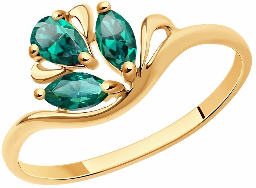 Кольцо Diamant online, золото, 585 проба, изумруд синтетический