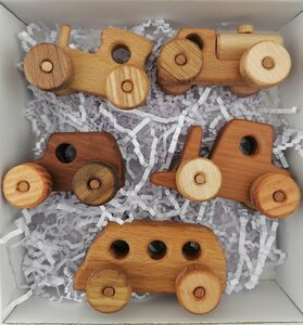 Набор мини машинок "грузовой" в подарочной упаковке/деревянные игрушки/ЭКО подарок