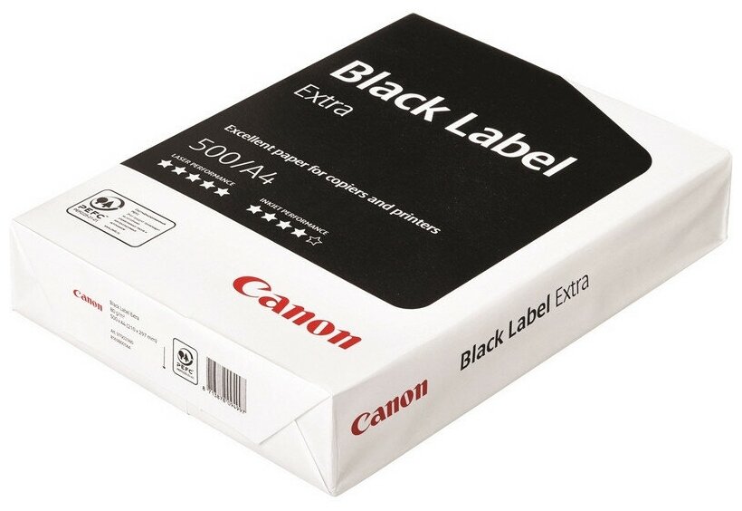 Бумага Canon A4 Black Label Plus 80 г/м², 500 л, белый