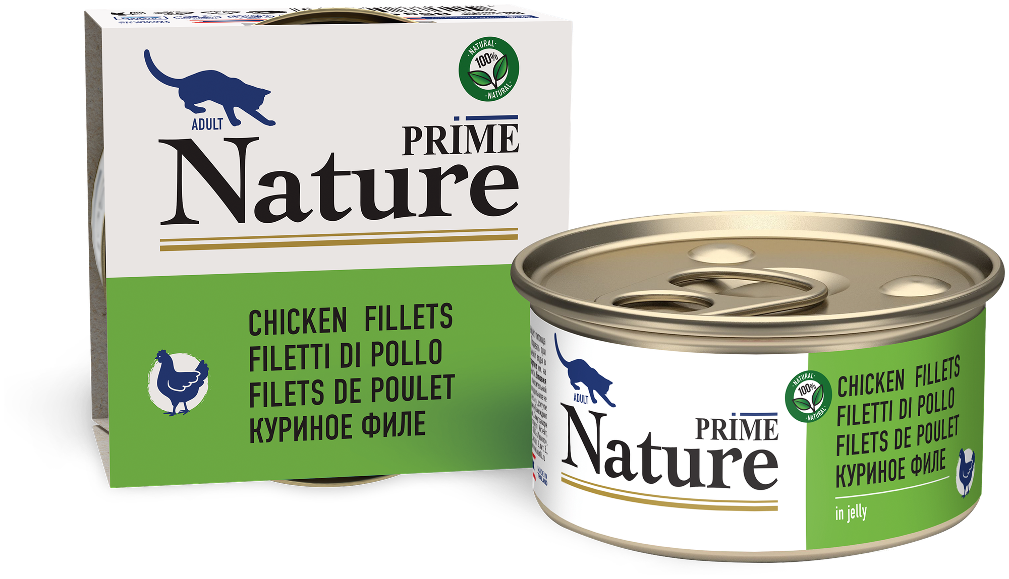 Prime Nature влажный корм для кошек куриное филе в желе (24шт в уп) 85 гр
