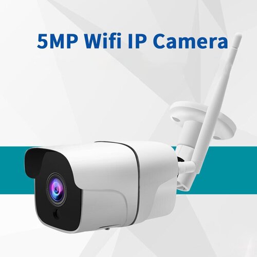 Уличная антивандальная Wi-FI камера 5MP/ Wi-Fi камера видеонаблюдения с микрофоном и динамиком для дома/дачи 2K (С блоком питания 12V/2A)