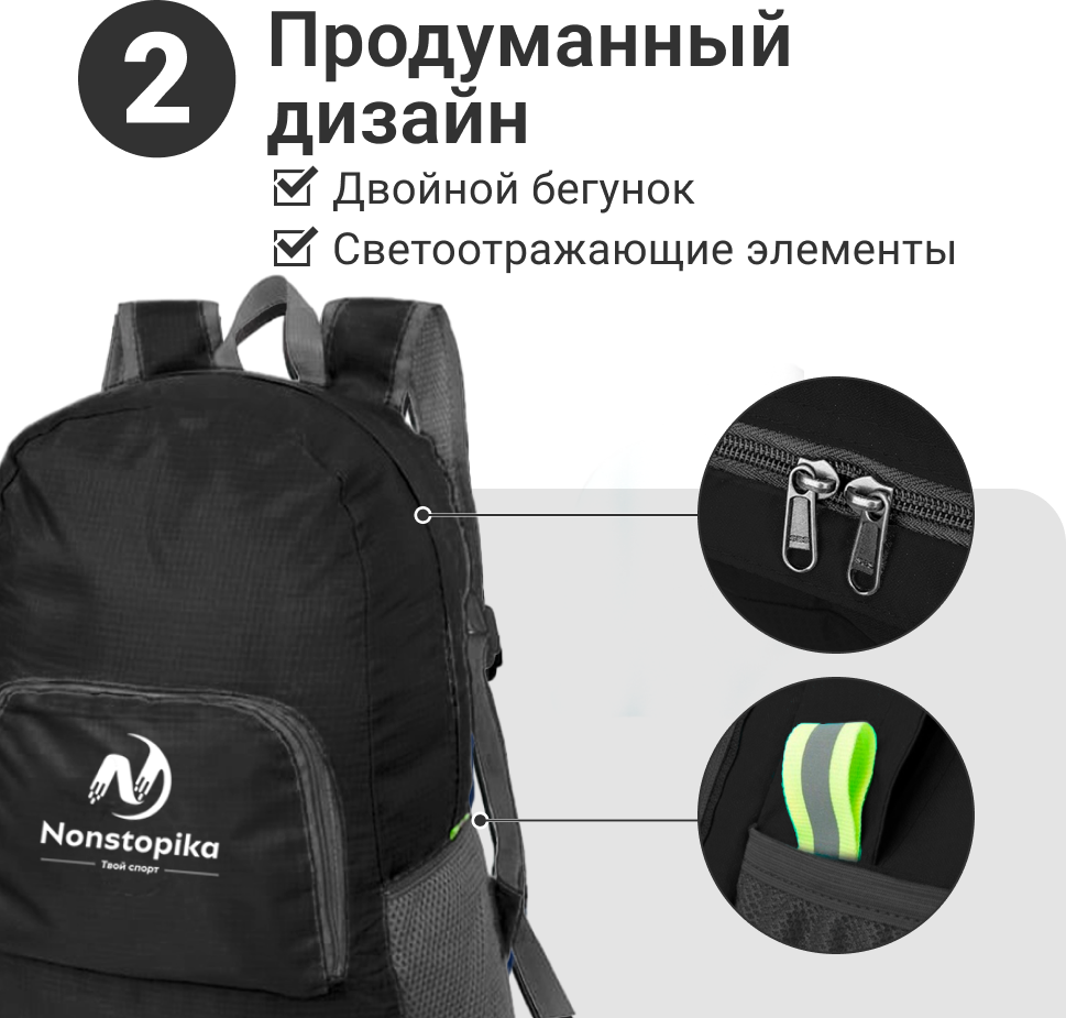 Рюкзак Nonstopika Action, школьный рюкзак Nonstopika, рюкзак-трансформер, черный, складной,40*30*15 см, школьный рюкзак Nonstopika