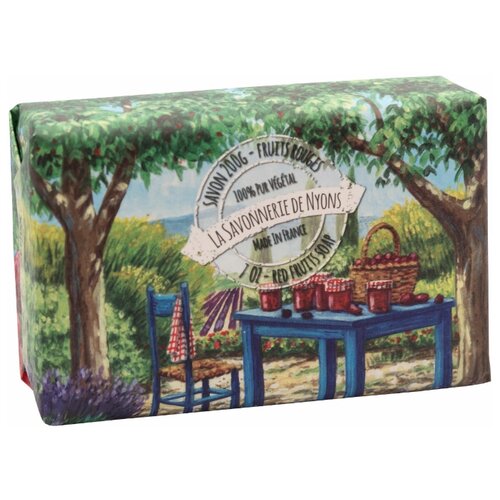 Туалетное парфюмированное мыло: красные ягоды в бумажной упаковке 200гр. (La Savonnerie de Nyons, Франция)