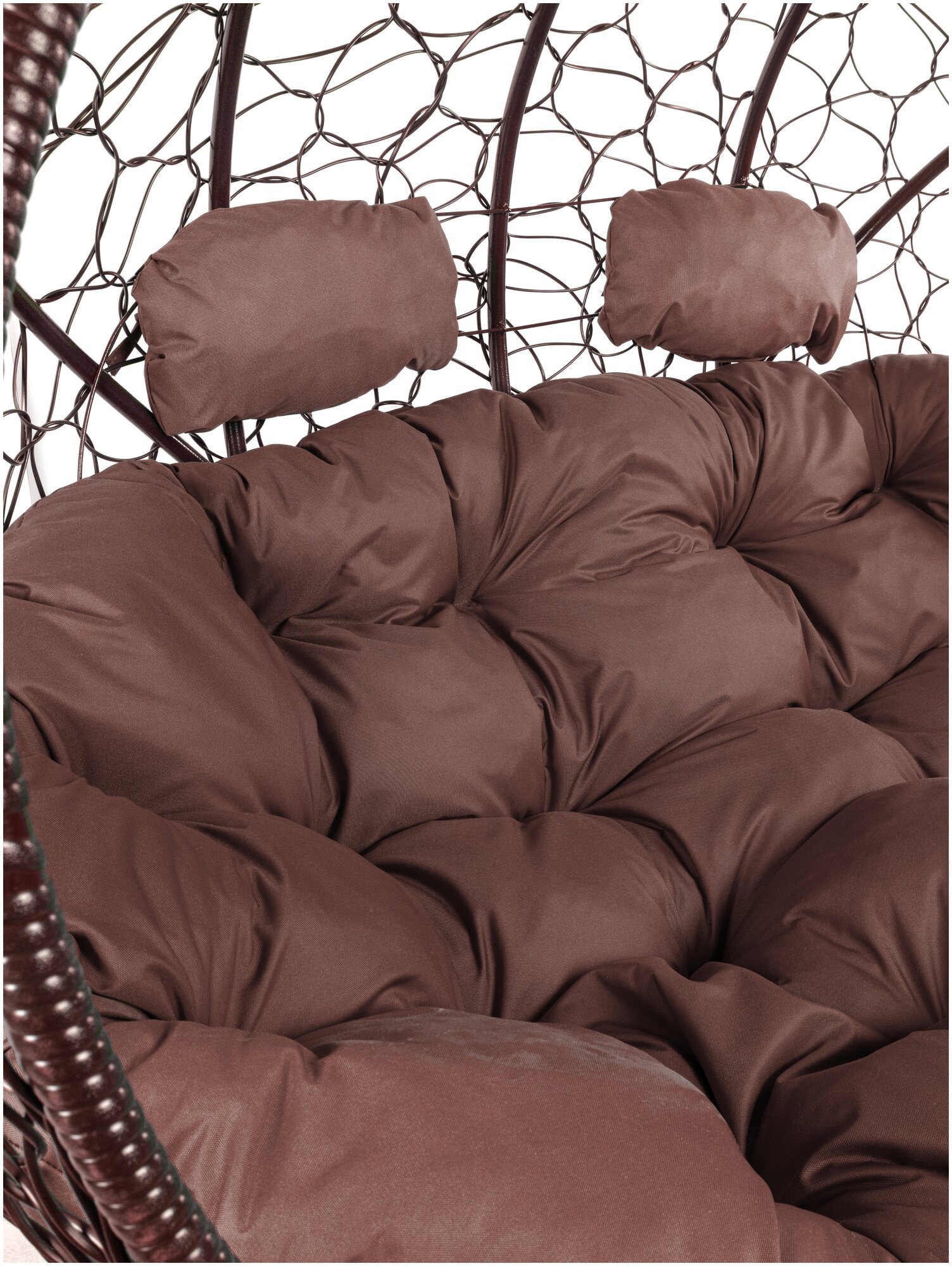 Диван M-Group лежебока на подставке ротанг коричневый, коричневая подушка - фотография № 15