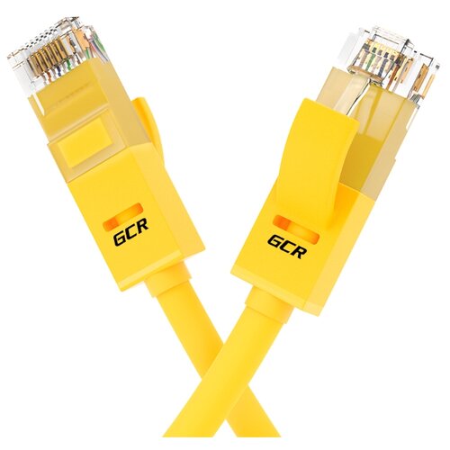 Кабель LAN для подключения интернета GCR cat5e RJ45 UTP 0.5м патч-корд patch cord шнур провод для роутер smart TV ПК желтый литой