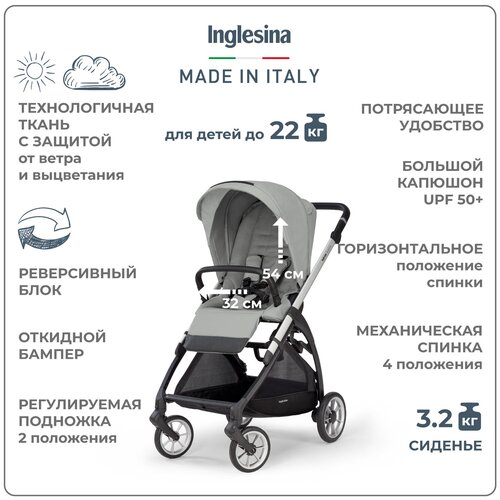 Прогулочная коляска Inglesina ELECTA GREENWICH SILVER сумка inglesina electa day bag greenwich silver