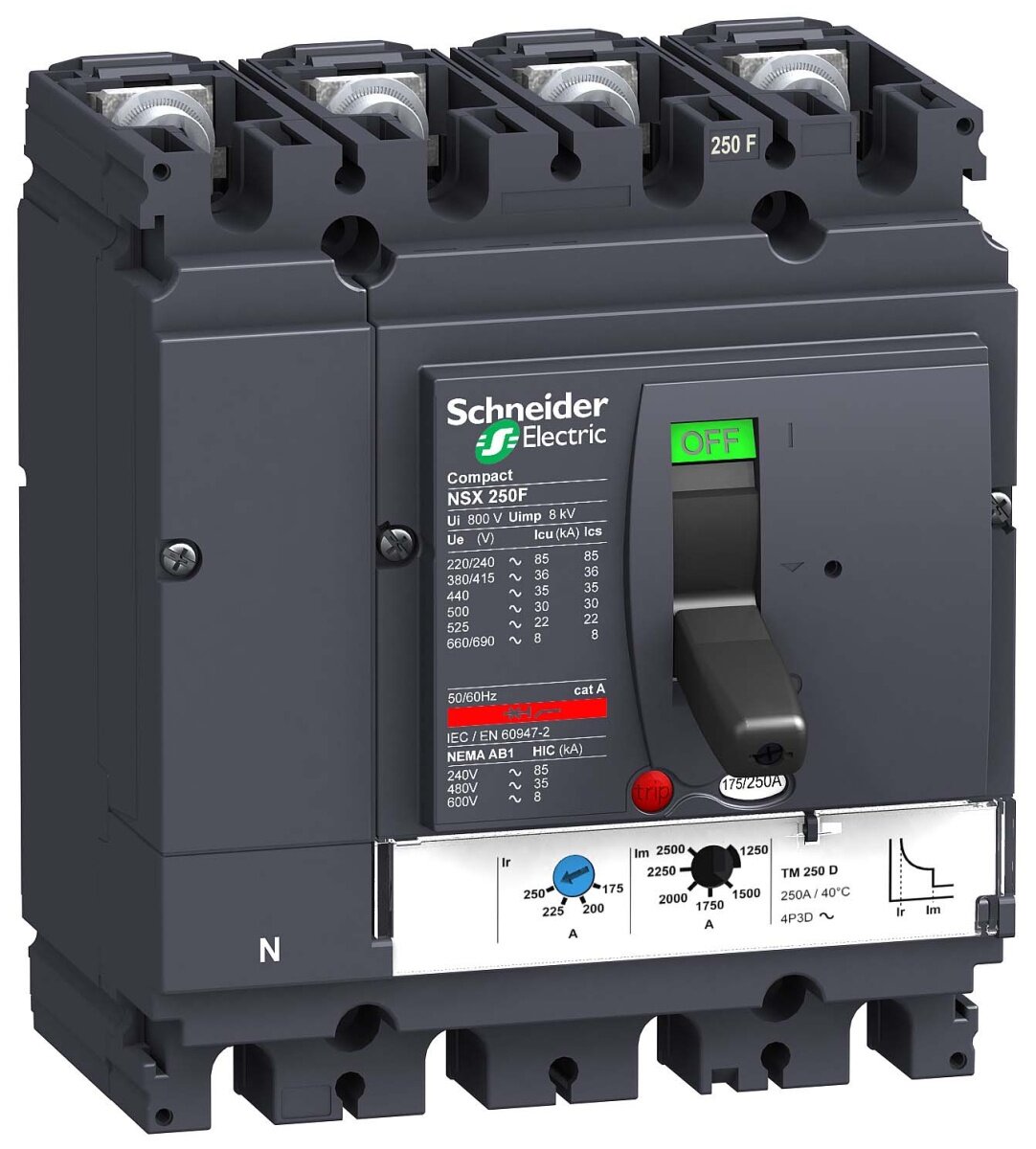 Автоматический выключатель Schneider Electric LV431131, 4 полюса, 200А, 690В, IP20