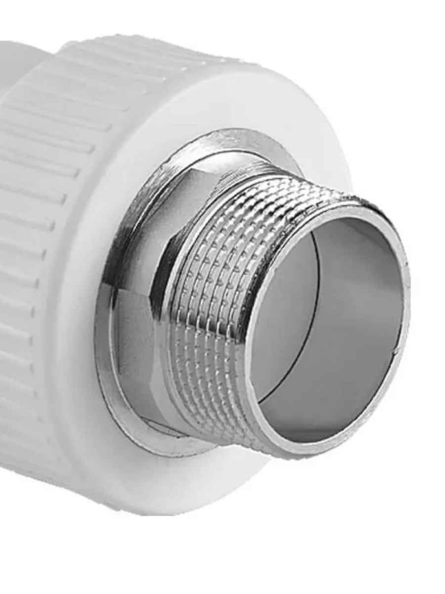Муфта комбинированная под ключ PPR наружная резьба 50х1 1/2, белый, РТП