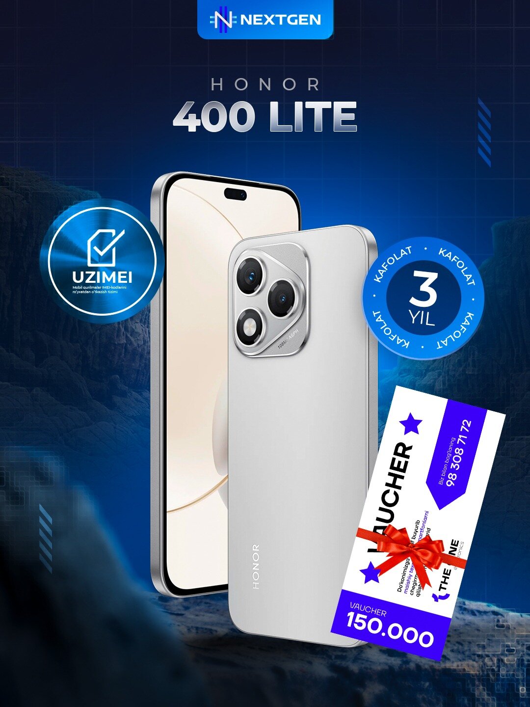 Смартфон Honor 400 Lite 5G, 8/256 Гб, 108 МП улучшенная камера с ИИ, AMOLED дисплей