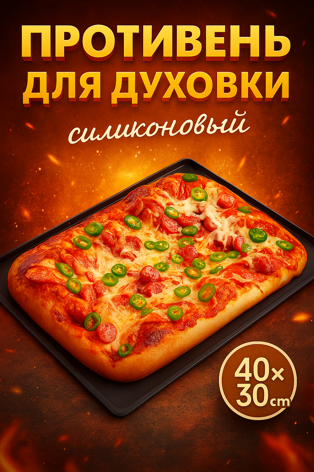 Противень для духовки Доляна «Криспи» силикон 40×30 см цвет чёрный
