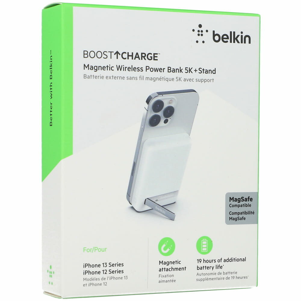Power Bank Belkin, Magsafe, 5000mAh, с подставкой, проводная/беспроводная зарядка