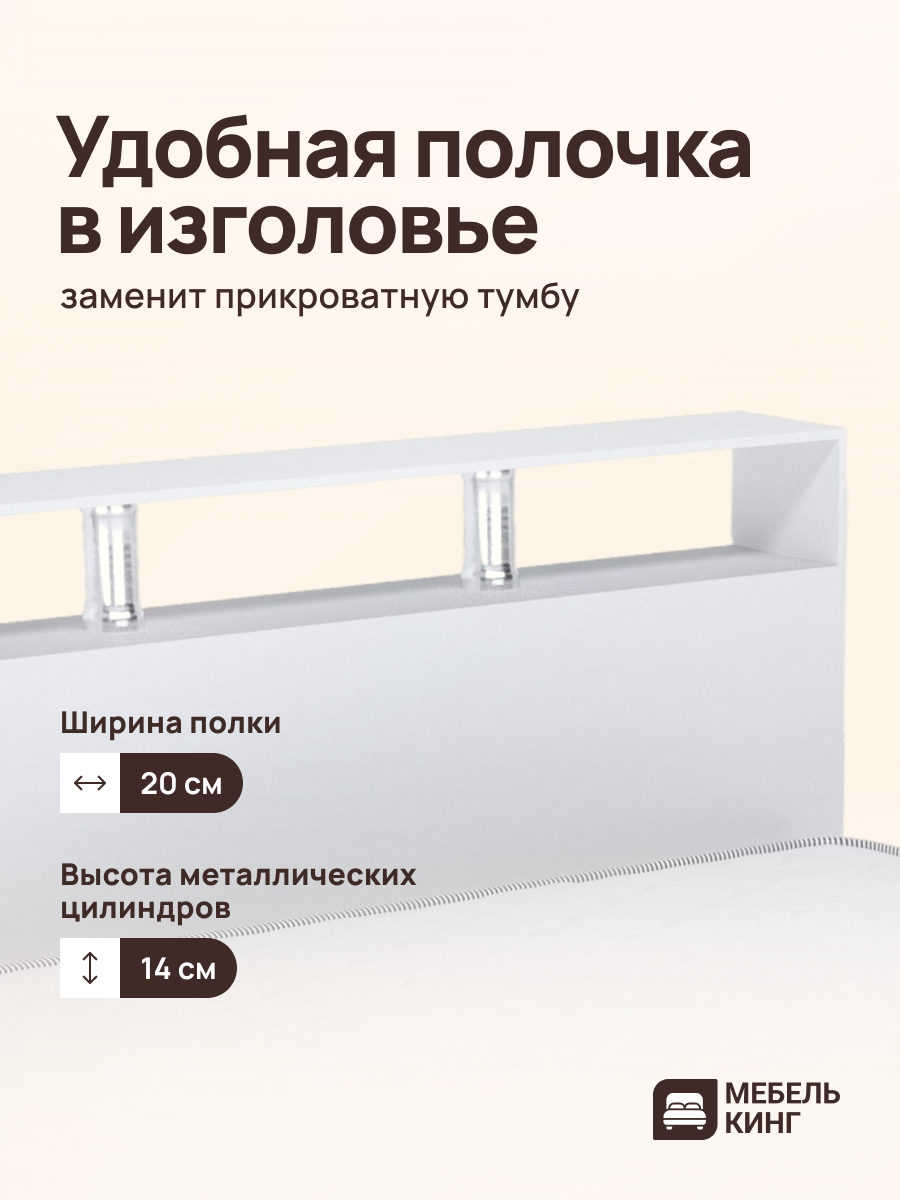 Двуспальная кровать с ящиками белая 160х200 Саломея с матрасом, зависимый пружинный блок, 18 см — фото 1