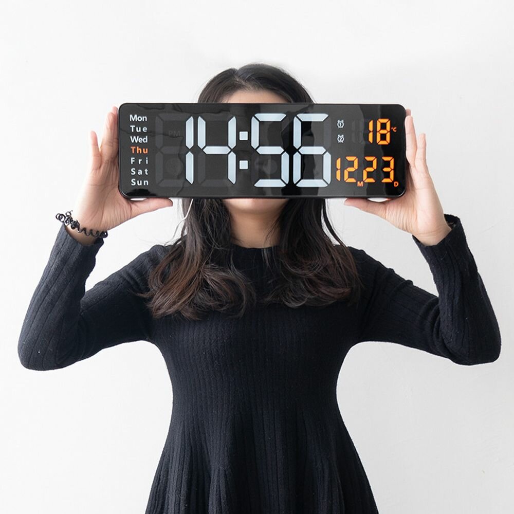 Большие светодиодные цифровые настенные часы с пультом дистанционного управления