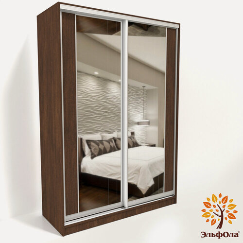 Изображение товара Шкаф купе ЭльфОла "Оптима" 152*60*240 см, венге, фасады вставка зеркальная