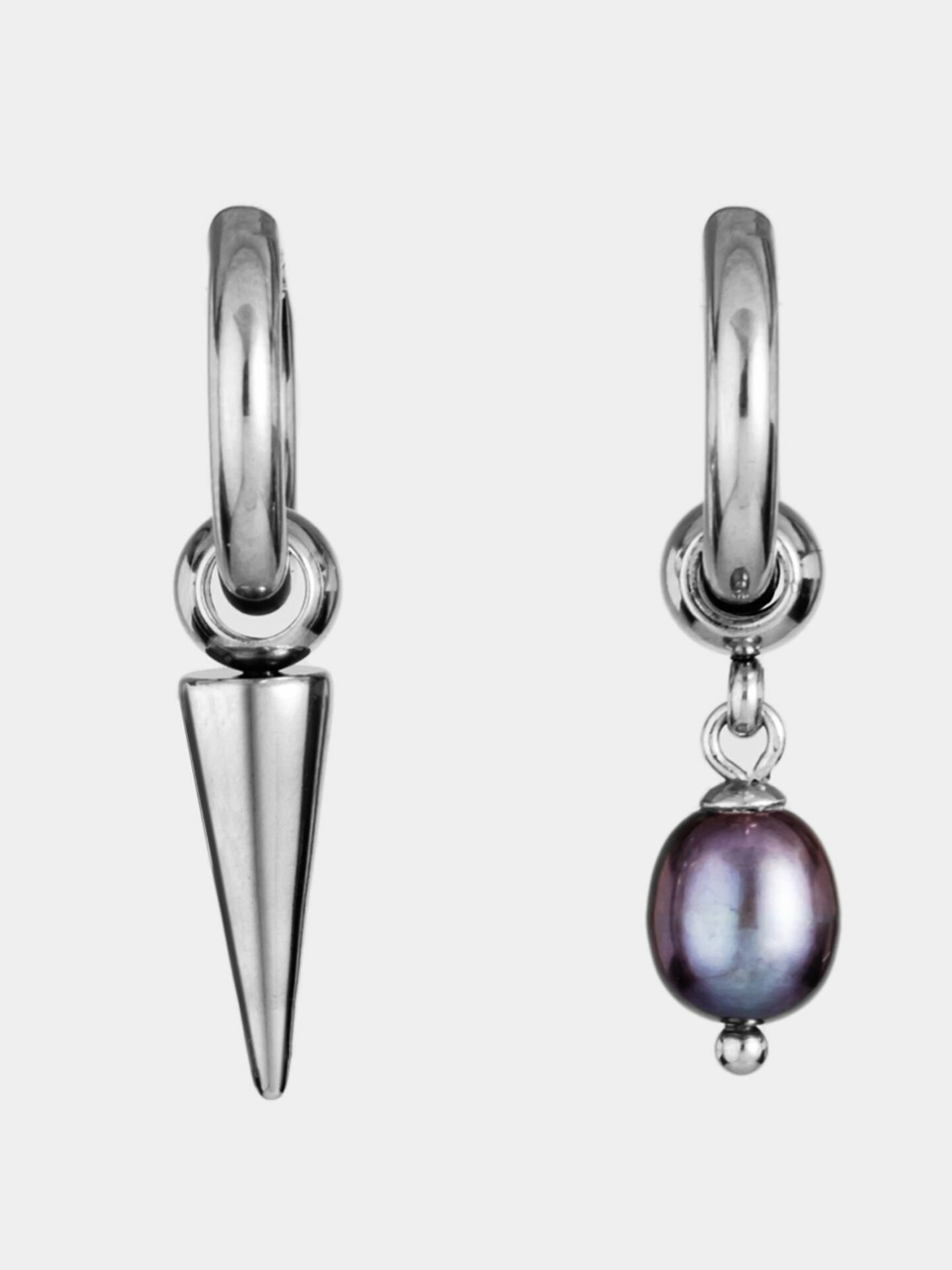 Серьги с подвесками, конго RESURS, синий, фиолетовый, серебряный, черный — фото 1