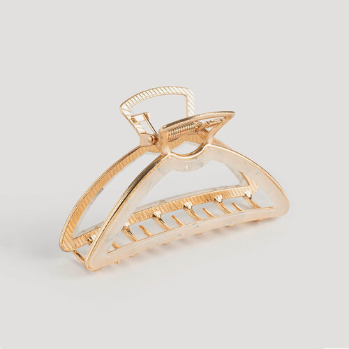 Изображение товара Заколка для волос, 10 см, акрил/металл, золотистая, Крабик, Glam