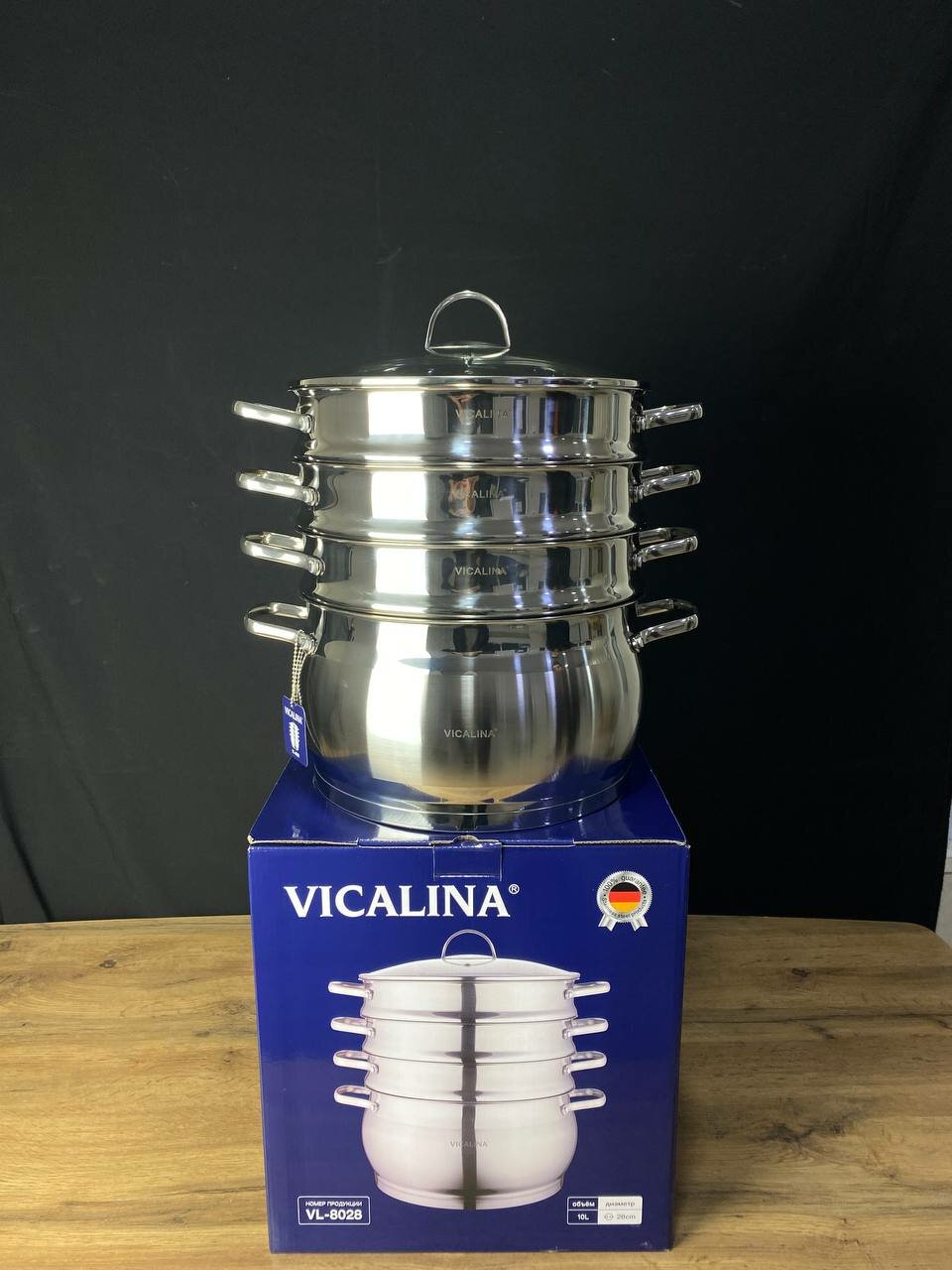 Мантышница Vicalina 10 л / 20 см, 4 яруса — для мантов и варки на пару
