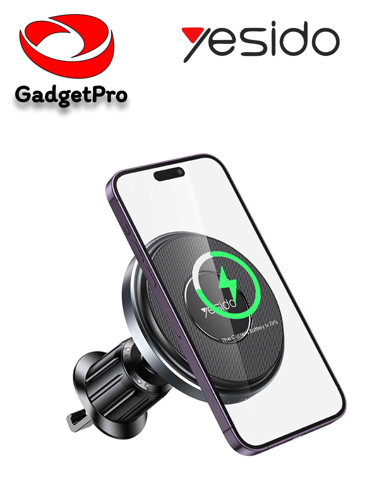 Магнитный держатель Yesido C190 с беспроводной зарядкой 15 Вт, MagSafe, для iPhone 13–16