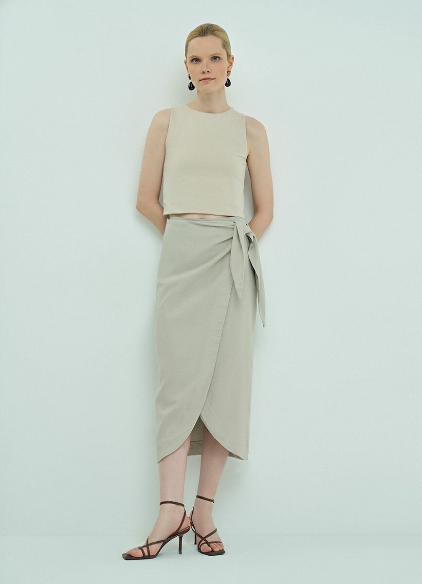 Юбка O'STIN, размер L, серо-бежевый