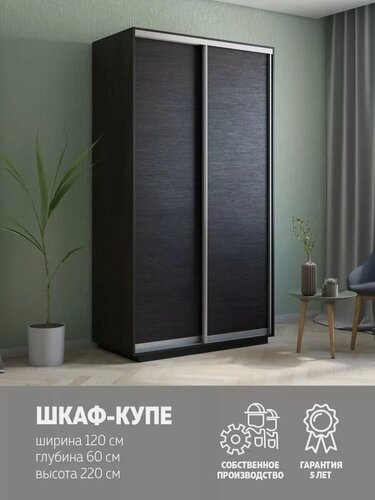 Изображение товара Шкаф-купе Е1 Экспресс двухдверный, лдсп, 120х60х220, темно-коричневый