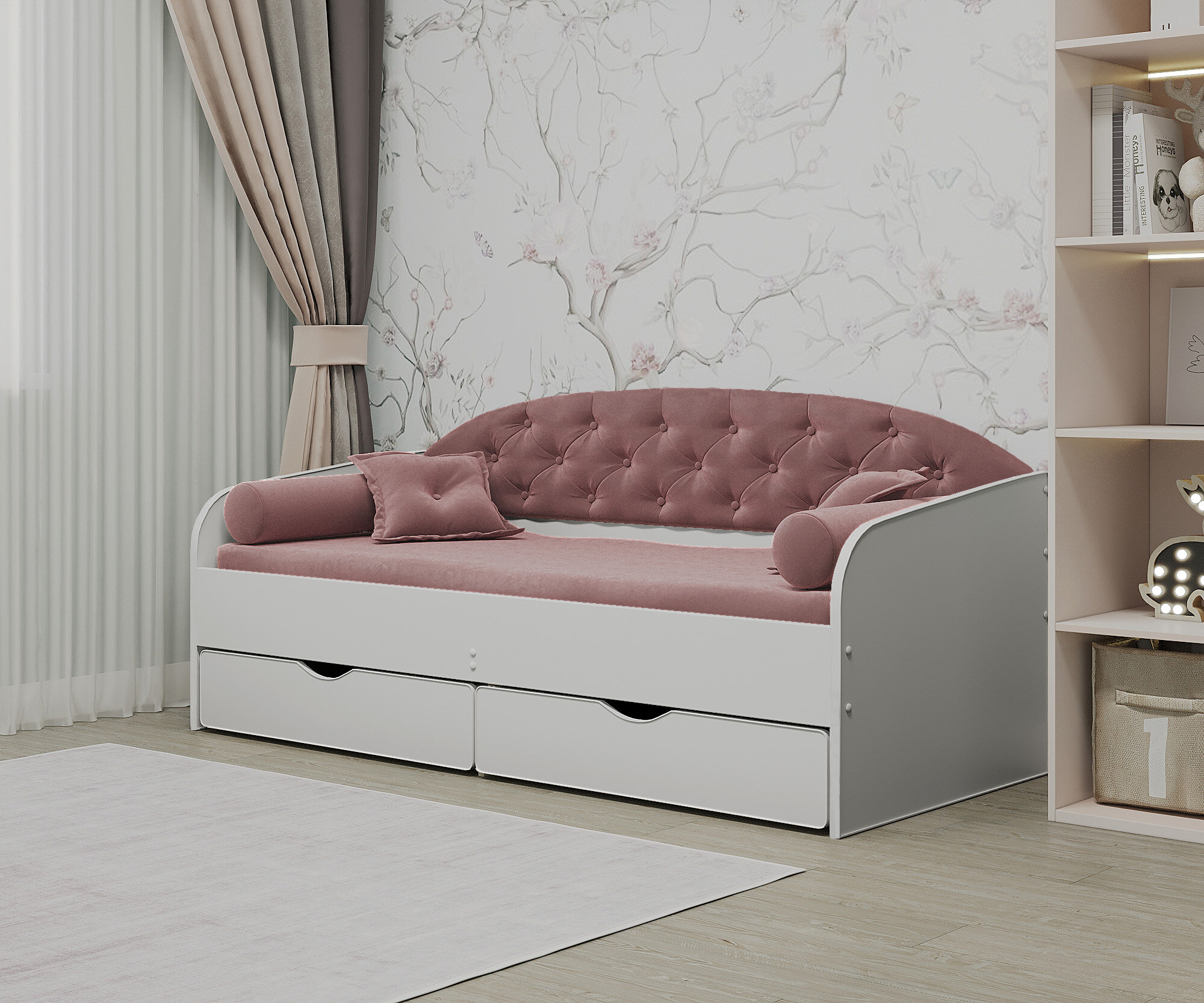 Matrix кровать с мягкой спинкой Sofa 9, 160x80 см. цвет брусника
