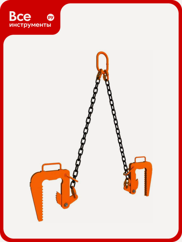Изображение товара Цепной строп с захватами для железобетонных колец БТК KRT2P, прочная стальная конструкция, надежный захват