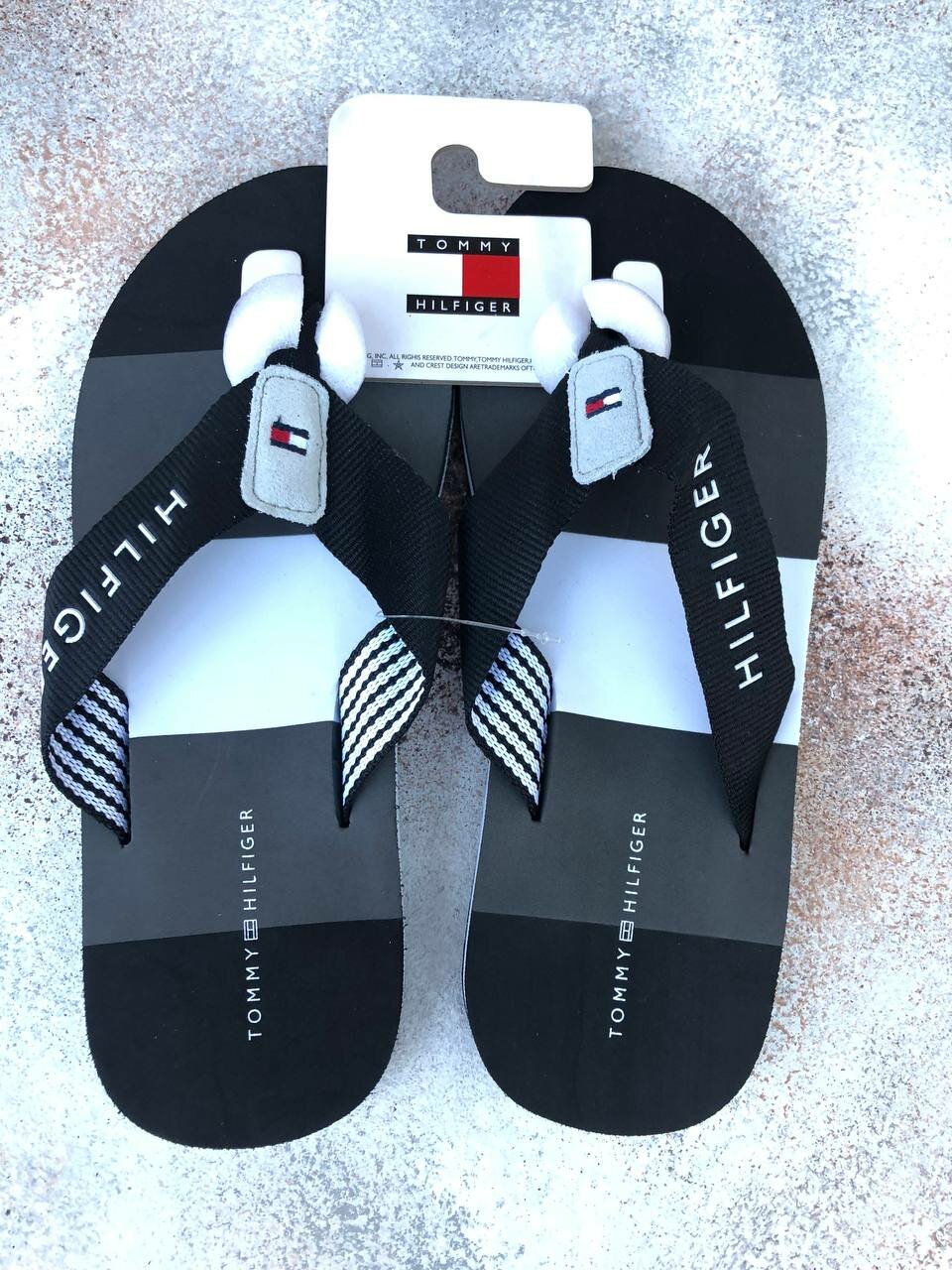 Шлёпанцы TOMMY HILFIGER Summer, размер 42, черный, белый, серый