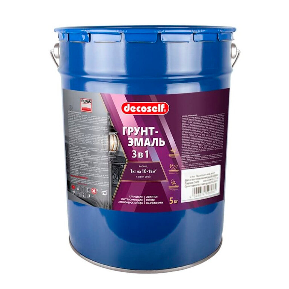 Декоселф грунт-эмаль черная (5кг) глянцевая для металла алкидная