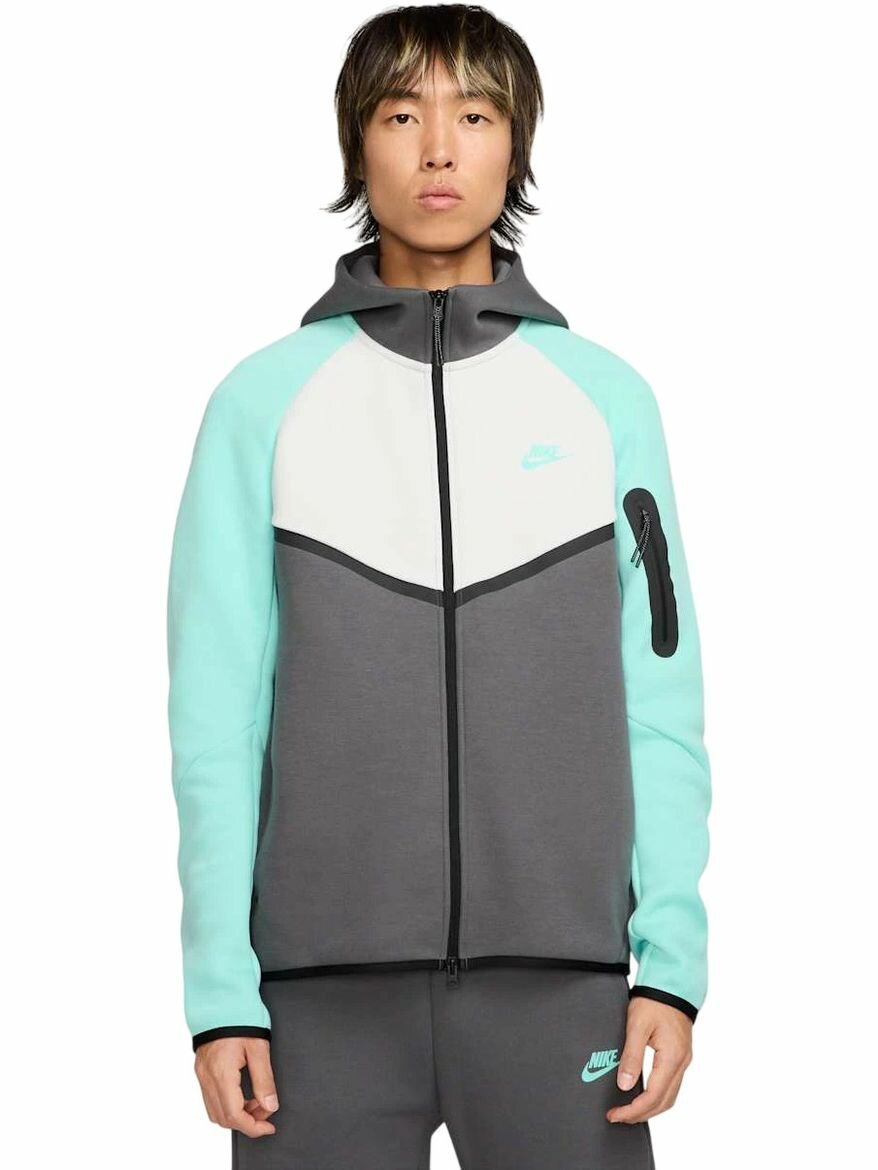 Толстовка спортивная NIKE Tech Fleece Full-Zip Windrunner Hoodie, размер XL, , серый/белый