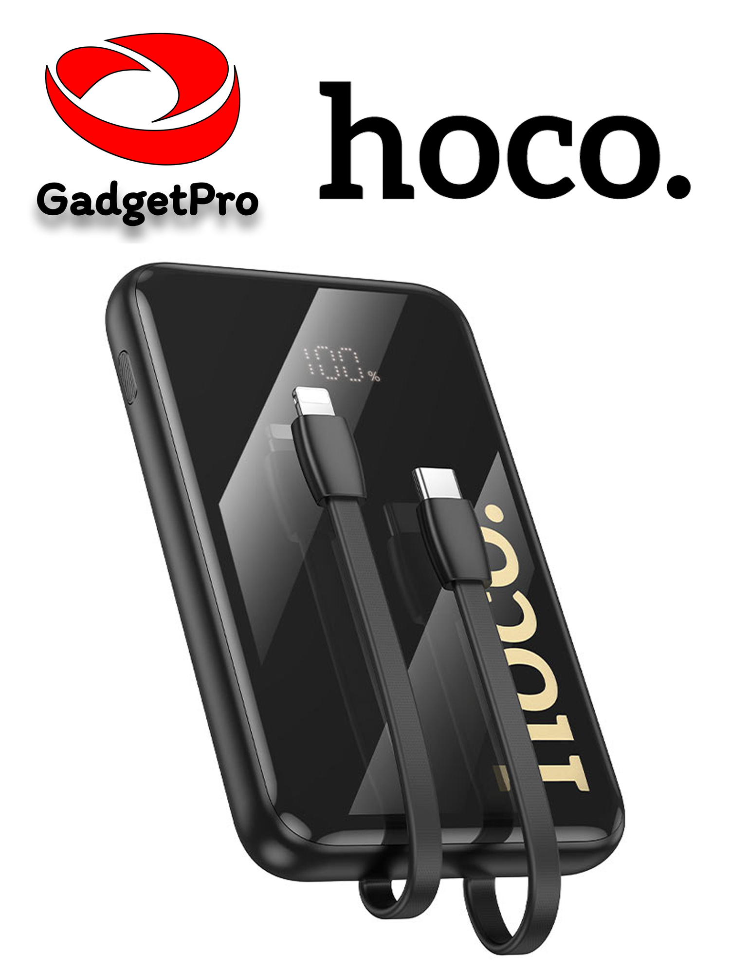 Внешний аккумулятор Hoco Q37A Graceful, 20 000 mAh, быстрая зарядка 22,5 Вт + PD20 Вт, встроенные кабели