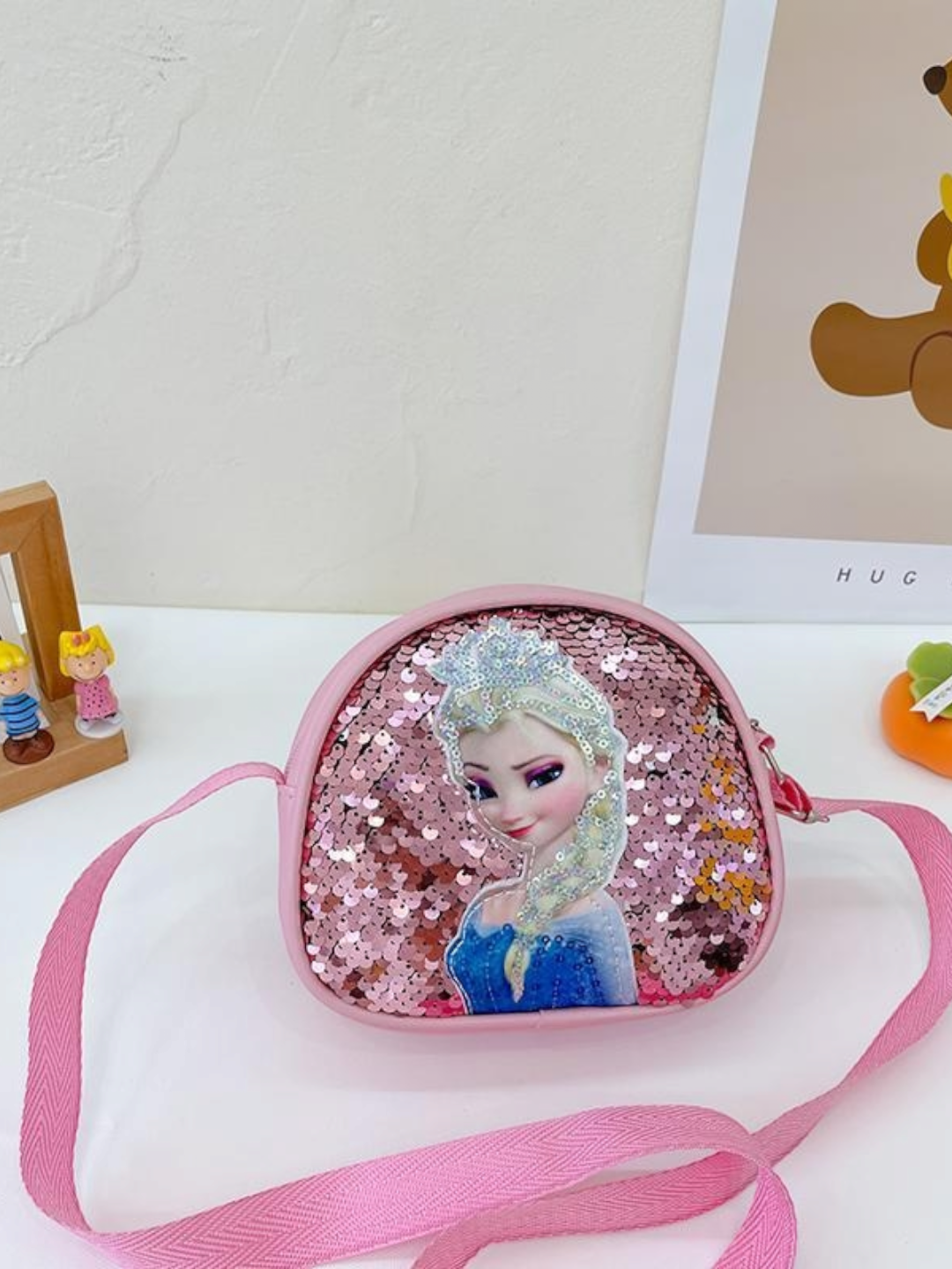 Сумка для девочек, сумка для девочек с пайетками с изображением Анны, сумочка наплечная для маленьких девочек