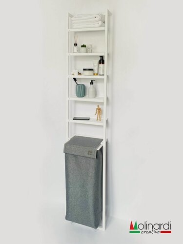 Изображение товара Корзина для белья и стеллажом с полками для хранения узкая