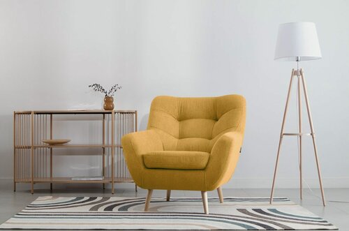 Изображение товара Кресло в гостиную мягкое Divan.ru Витио Шенилл Желтый, желтое, велюр, с подлокотниками