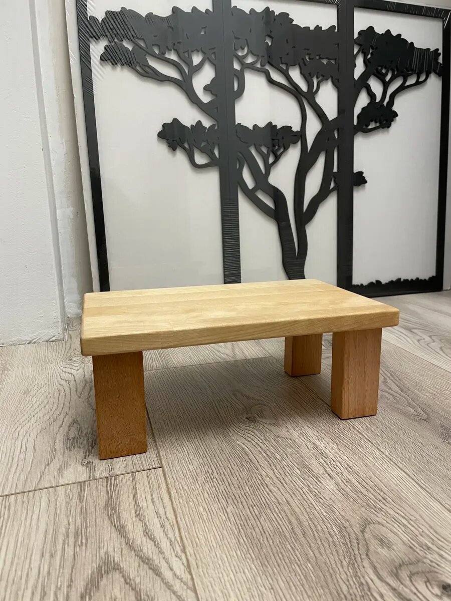 Табурет подставка для ног из натурального дерева 30/18/12 бежевая