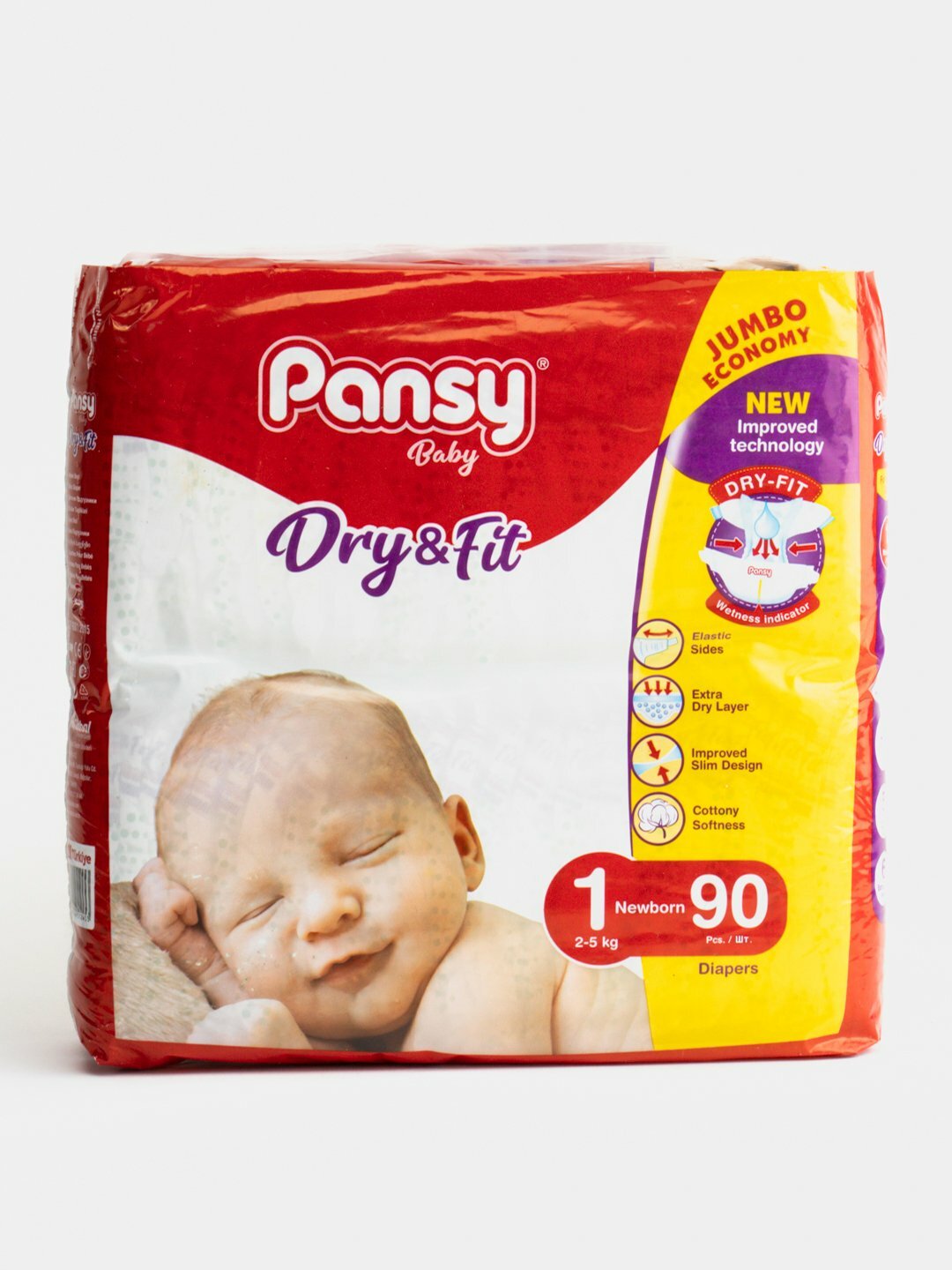 Подгузники Pansy New Born Jumbo, размер 1, для новорожденных, 90 шт