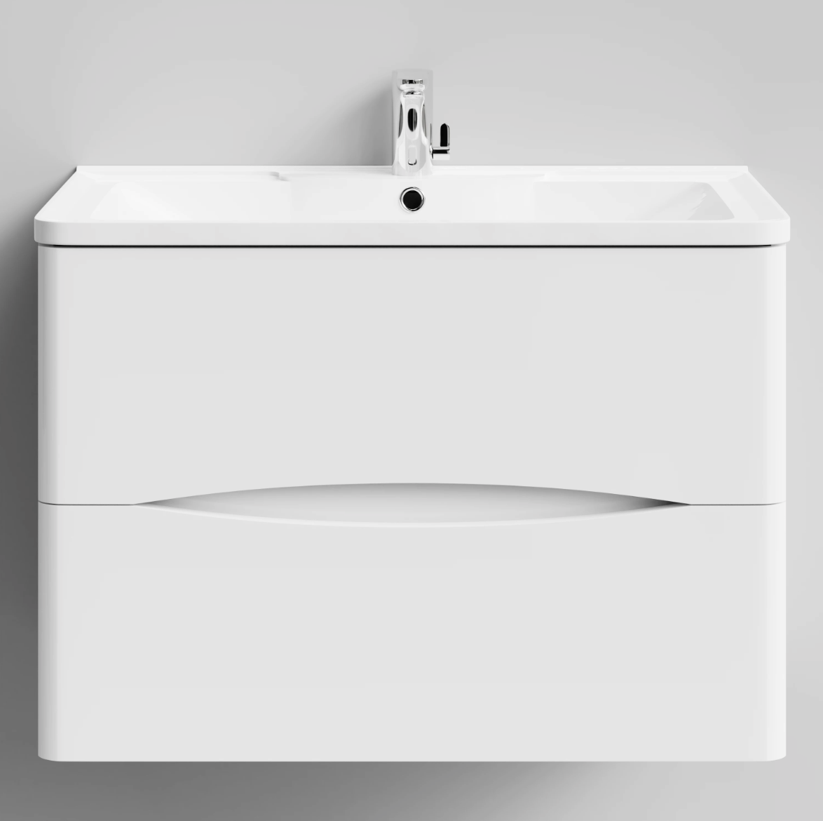 Тумба с раковиной Адель 80 подвесной белый глянец