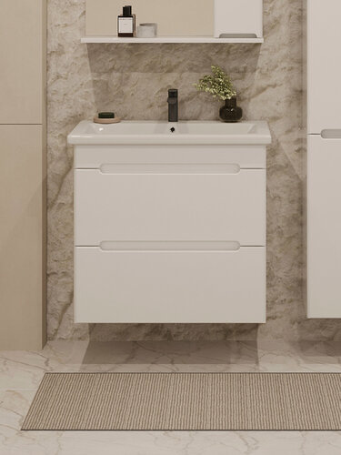 Изображение товара Тумба подвесная Vannika Flavia 80 с раковиной Como 80 для ванной комнаты, белая