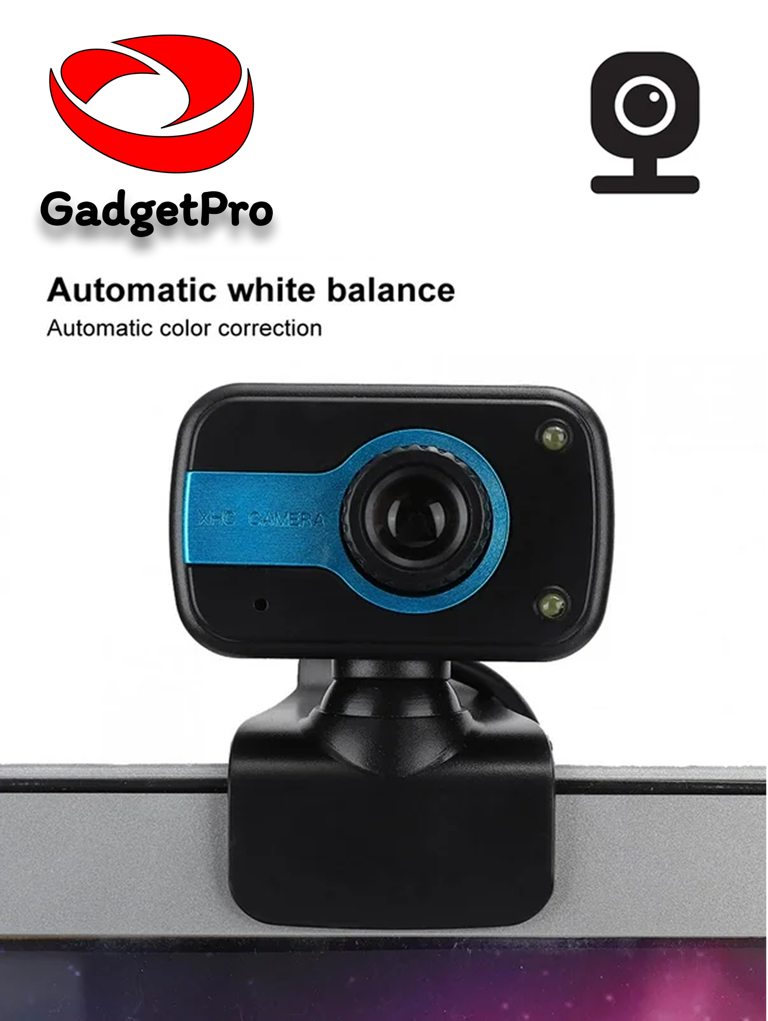 Веб-камера XHC Mini PC, USB 3.0/2.0, поворот на 360°, черная