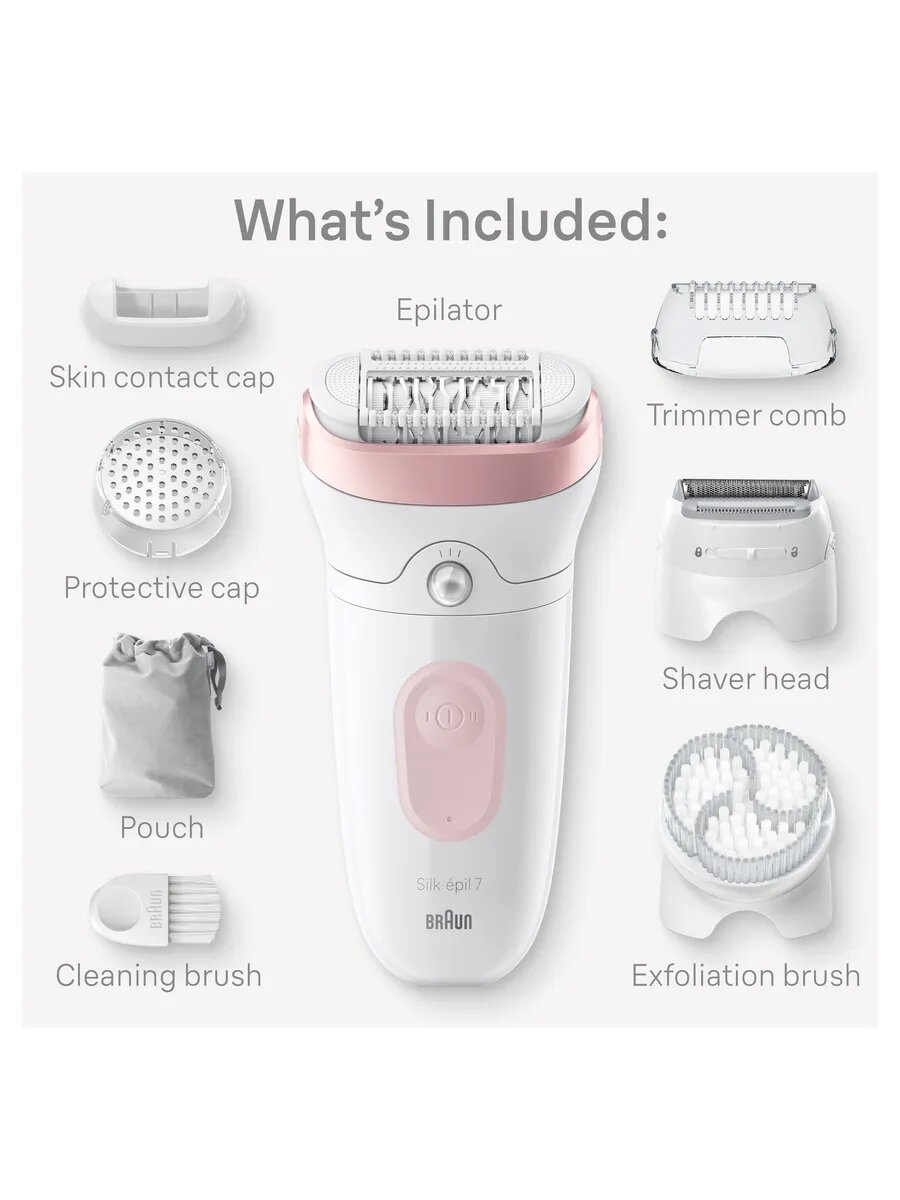 Эпилятор Braun S7 SE 7-060 Flamingo SPA с бритвенной насадкой и массажной щеткой для тела (New! Season 2024/25) — фото 1