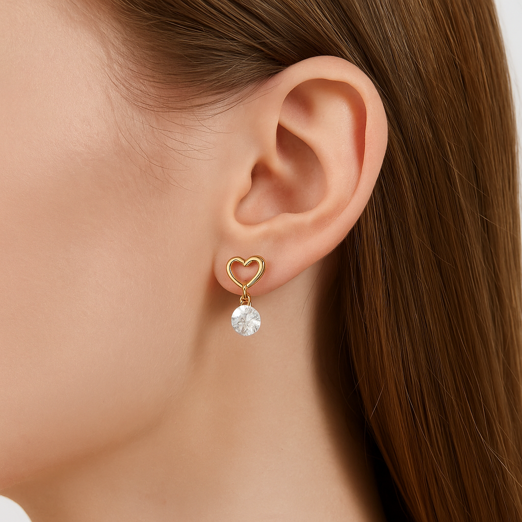 Серьги пусеты, с подвесками, циркон