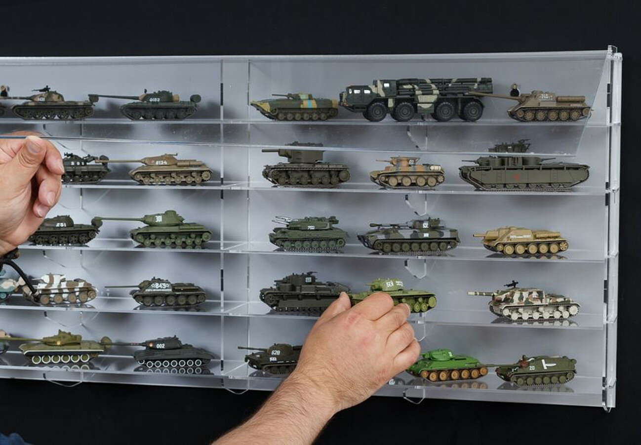 Стеллаж прозрачный для моделек машинок 1:43, 85 * 12 * 39 см, оргстекло — фото 1