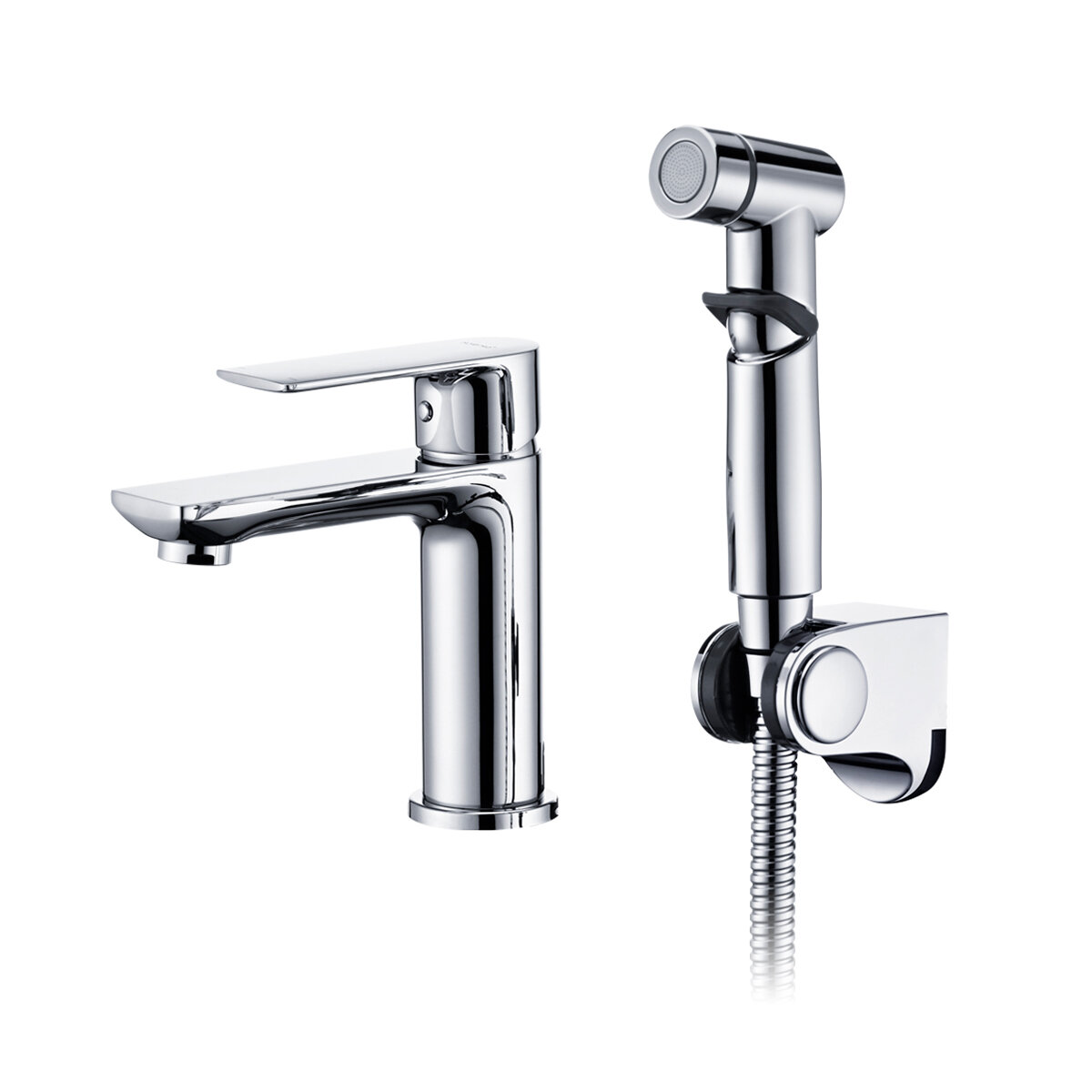 Смеситель для раковины Splenka S05.12, с гигиеническим душем, латунь, хром — фото 1