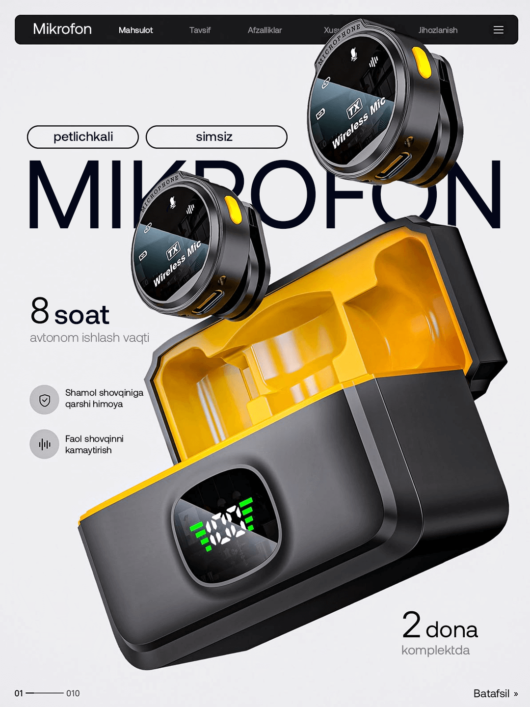 Беспроводной петличный микрофон 2 в 1, для iPhone и Android, с разъёмом Type-C и Lightning
