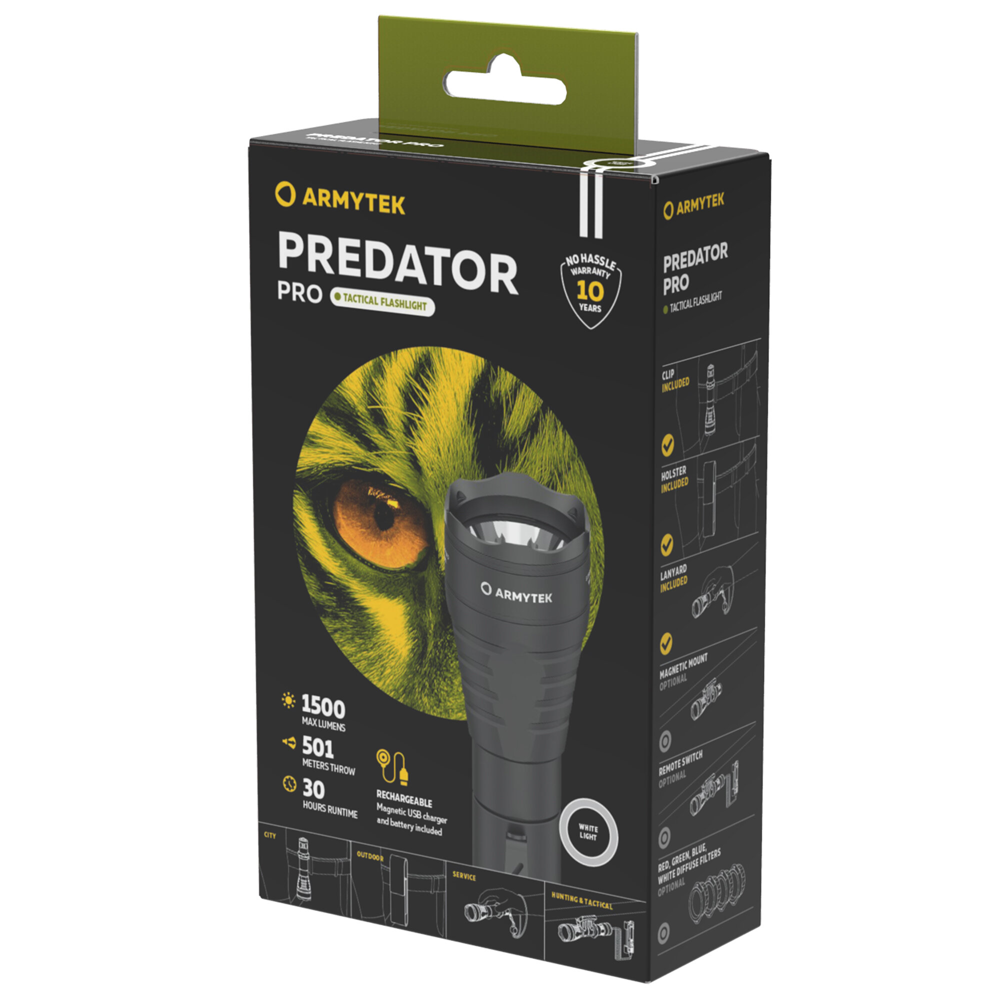 Тактический фонарь Armytek Predator Pro, с магнитной USB-зарядкой, 1500 лм, 32 часа работы