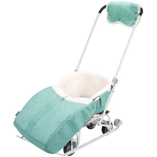 Санки Nika Nikki 3Н с набором аксессуаров зеленый в джинсовом стиле