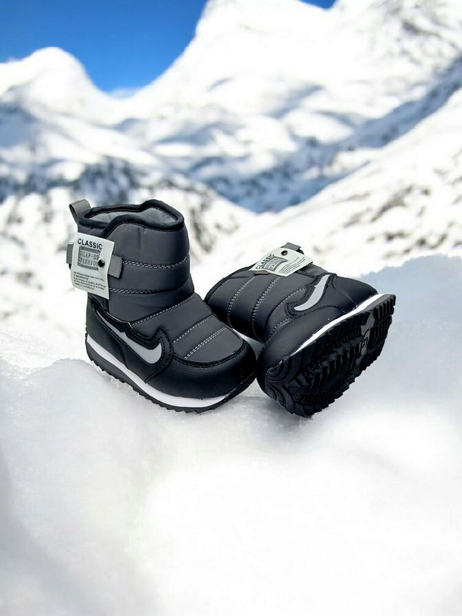 Дутики , размер 24, черно-серый — фото 1