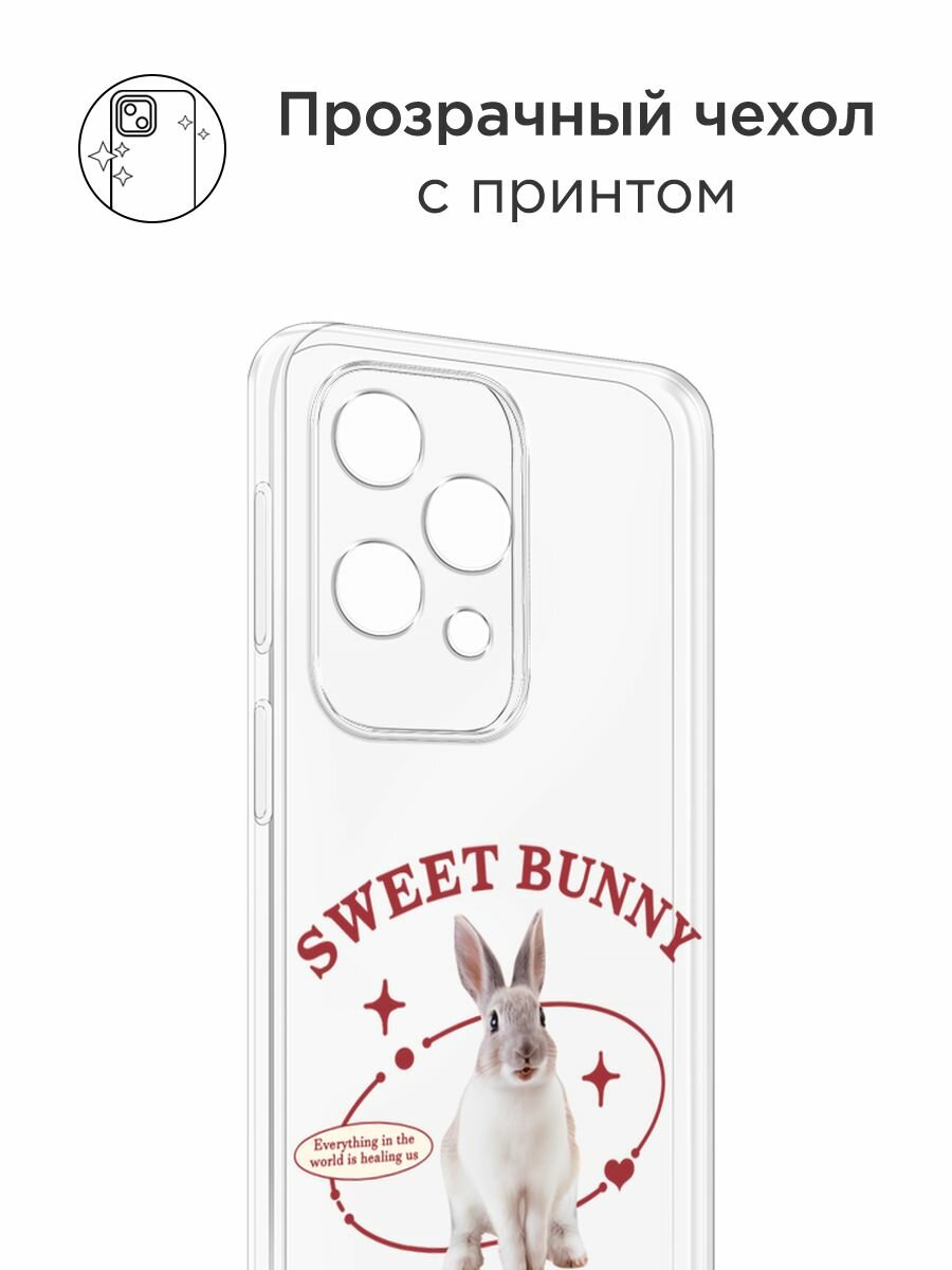 Чехол на Honor X6c / Хонор X6c с принтом "Heal the rabbit", прозрачный — фото 1